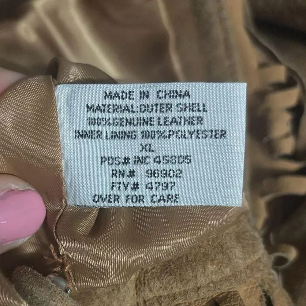Marlboro Vintage 100% Genuine Leather Fringe Jacket Western Boho Brown XL - Picture 6 of 7